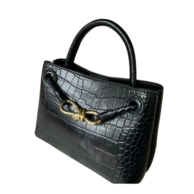 Mini Black Croc Leather Bag