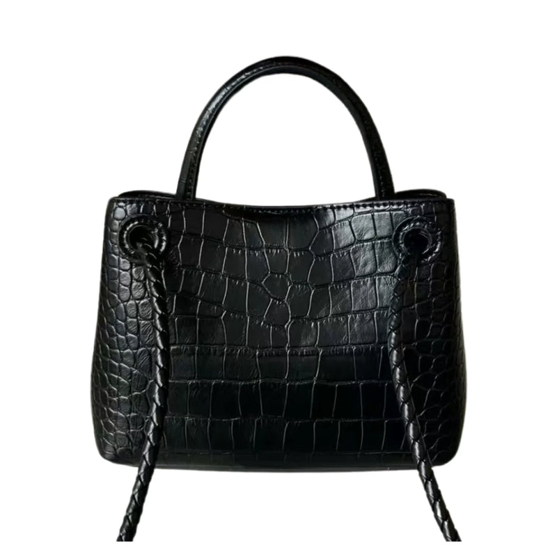 Mini Black Croc Leather Bag
