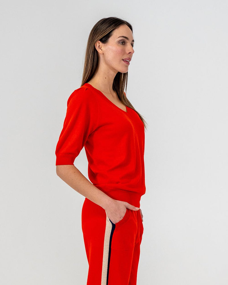 Evita Short Sleeve Knit | Poppy