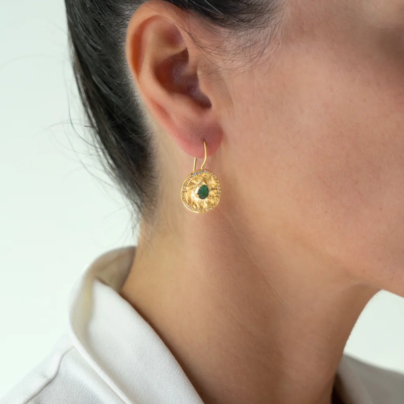Majorelle earrings Green Aventurine & Zirconia