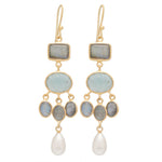 Purani earrings with Labradorite, Apatite & Pearl