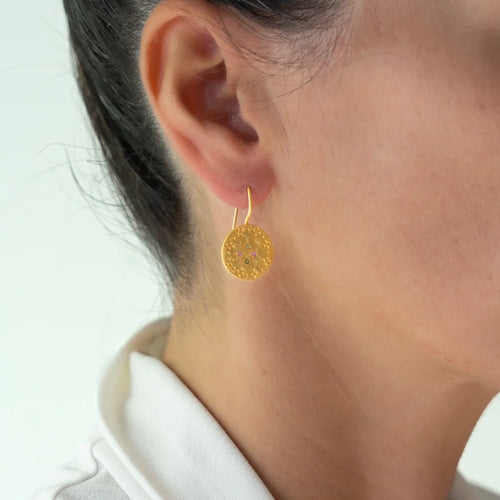 Amber earrings set with Multi Tourmaline