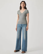 Faye V Neck Tee | Grey