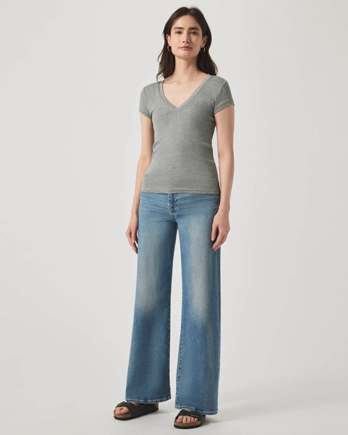 Faye V Neck Tee | Grey