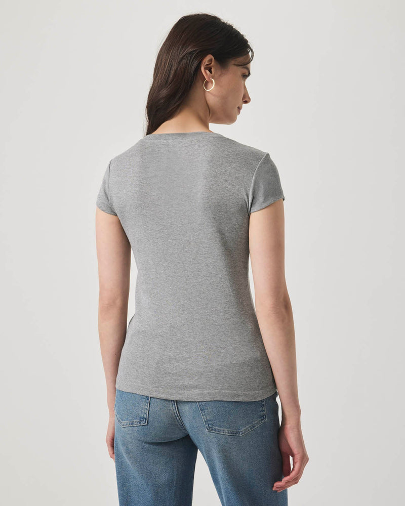 Faye V Neck Tee | Grey