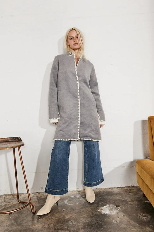 Rye Blanket Stitch Coat | Grey