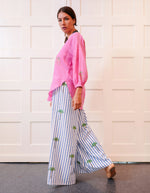 Sassafras Blouse | Camel Embroidery on Pink