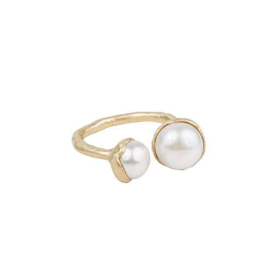 Fairley | Double Pearl Gold Ring