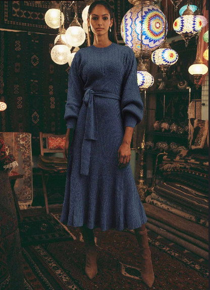 Once Was | Shammar Knit Dress | Sapphire Blue