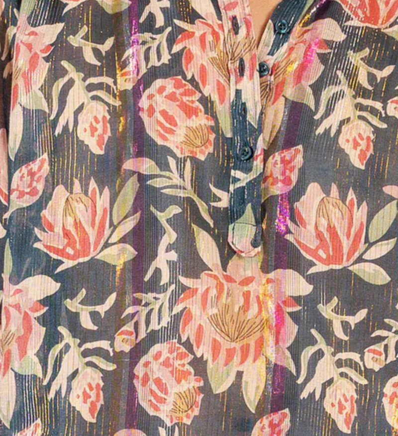 King Shirt | Saint Teal Cotton Lurex