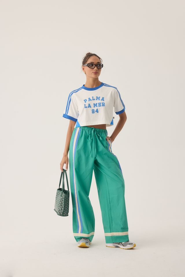 La Mer Stripe Pant Jade Green