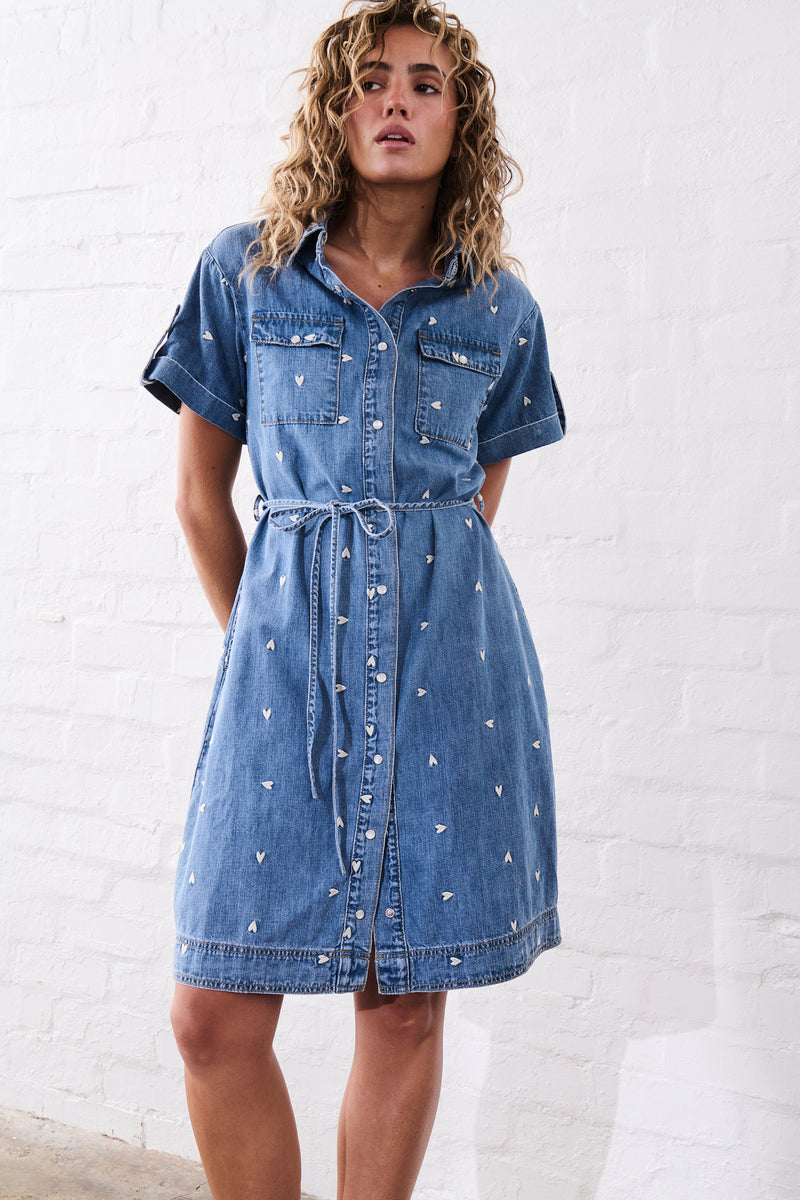 Simone Dress Heart | 70's Blue