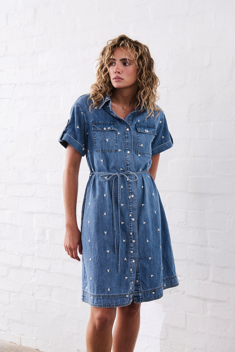 Simone Dress Heart | 70's Blue