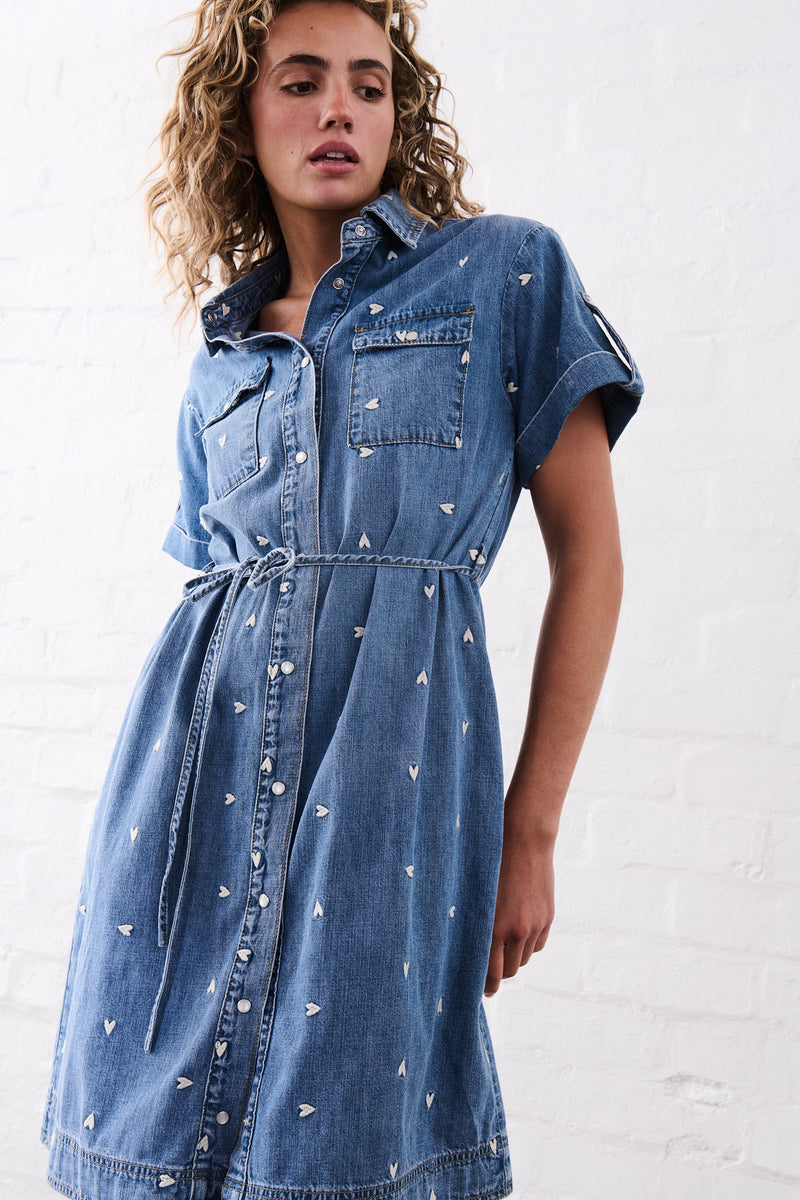 Simone Dress Heart | 70's Blue