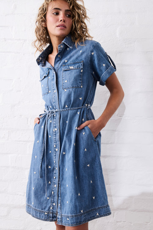 Simone Dress Heart | 70's Blue