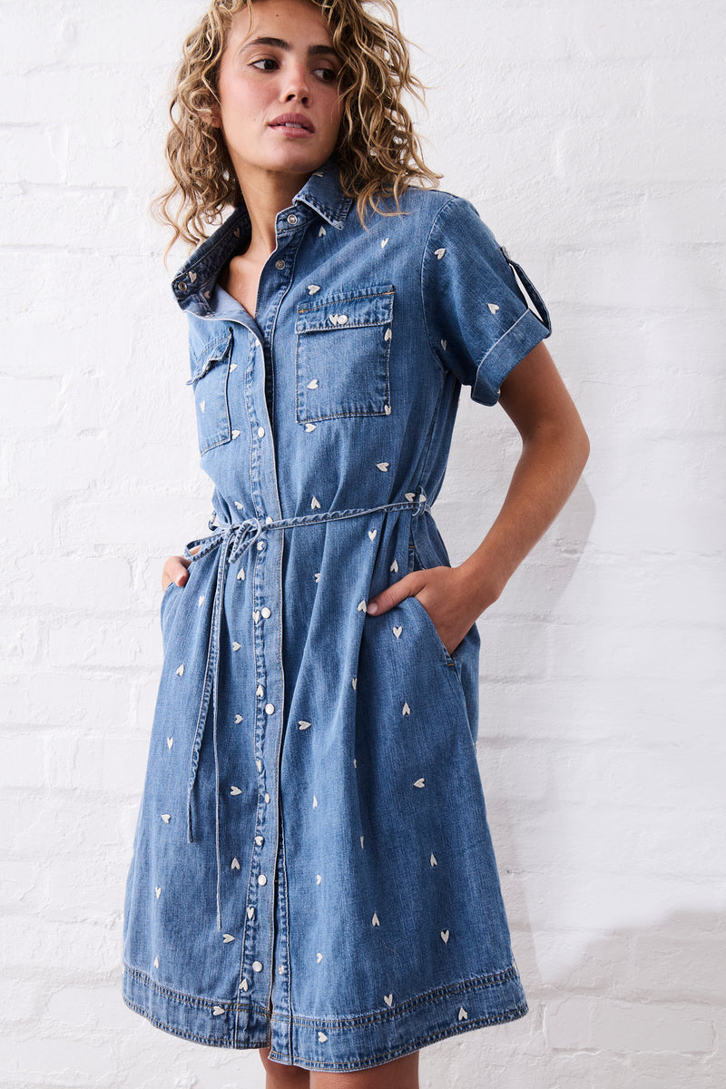 Simone Dress Heart | 70's Blue