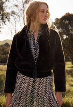 Stella Faux Fur Rib Collar Detail Bomber | Sable