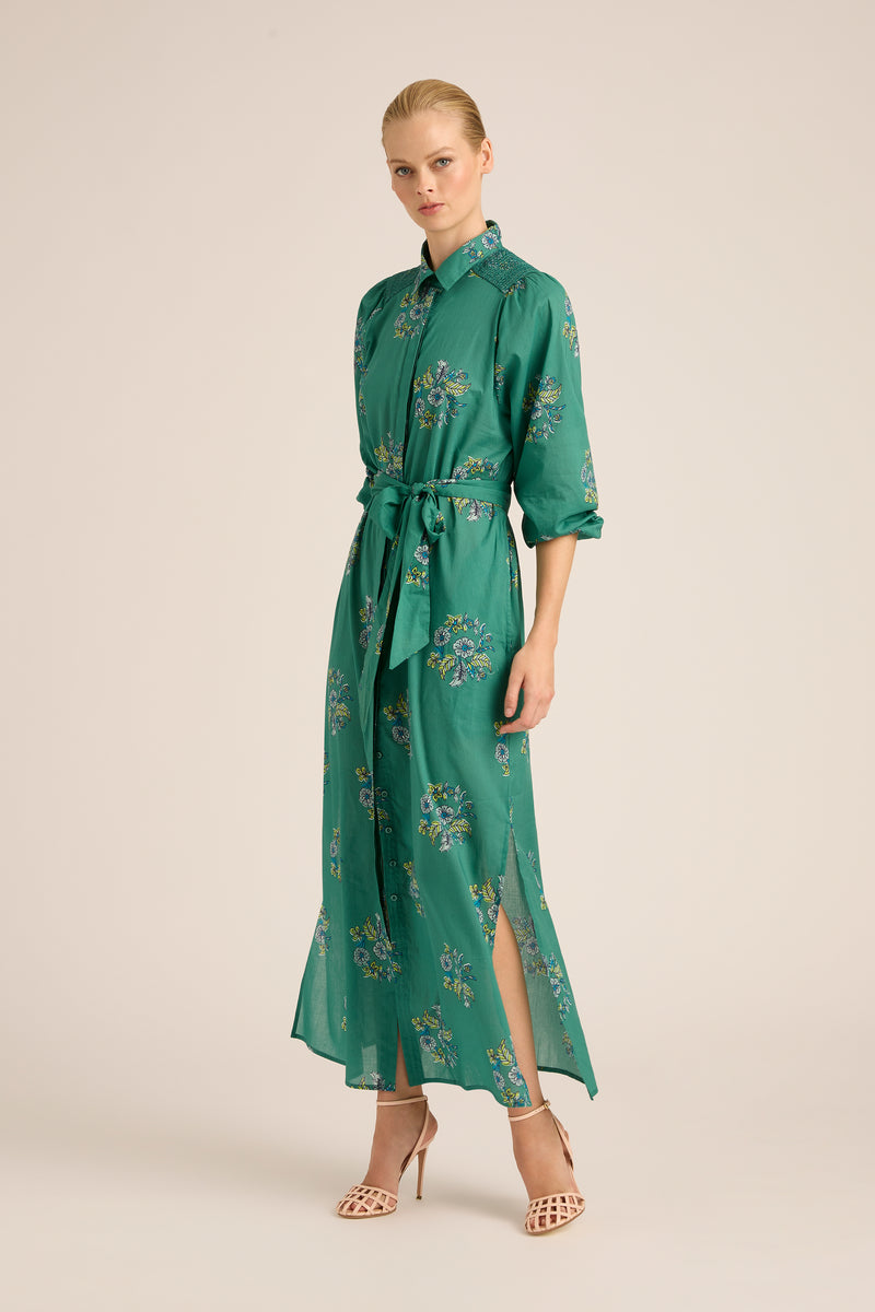 Stevie Fall Cotton Shirt Dress | Wreath Mint