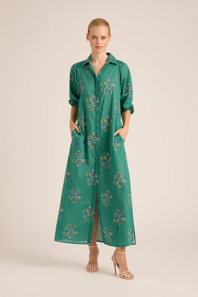 Stevie Fall Cotton Shirt Dress | Wreath Mint
