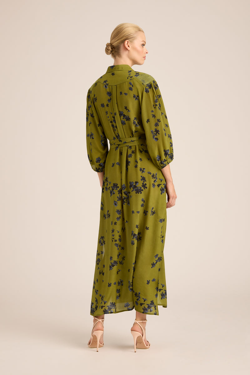 Stevie Fall Shirt Silk Dress | Harper Olive