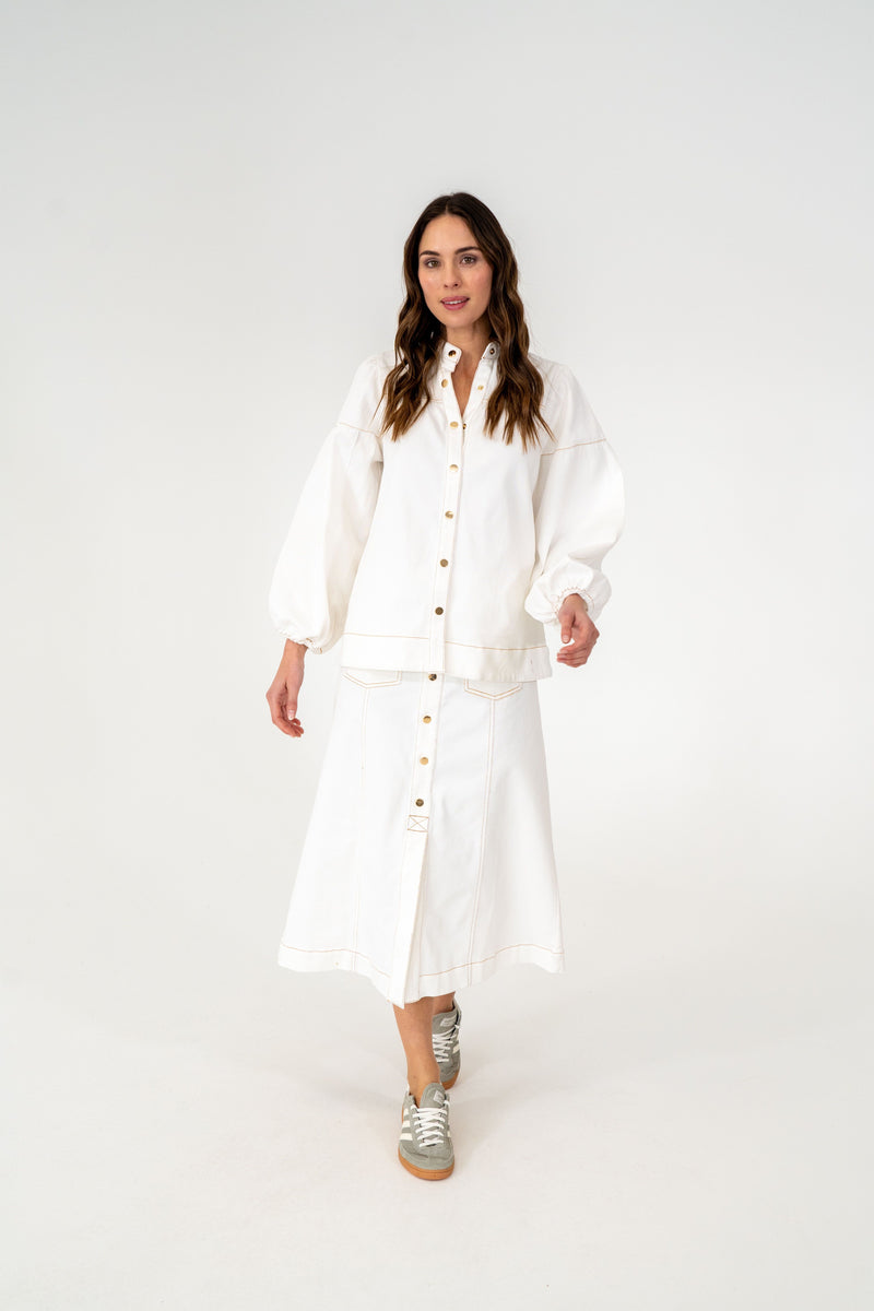Berkely Denim Blouse | Chalk