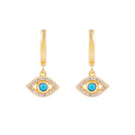Turquoise Evil Eye Hoops