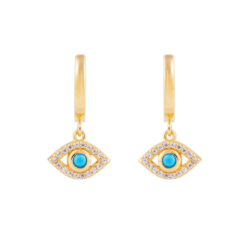 Turquoise Evil Eye Hoops