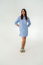 Duke Bib Shirt Dress | Blue