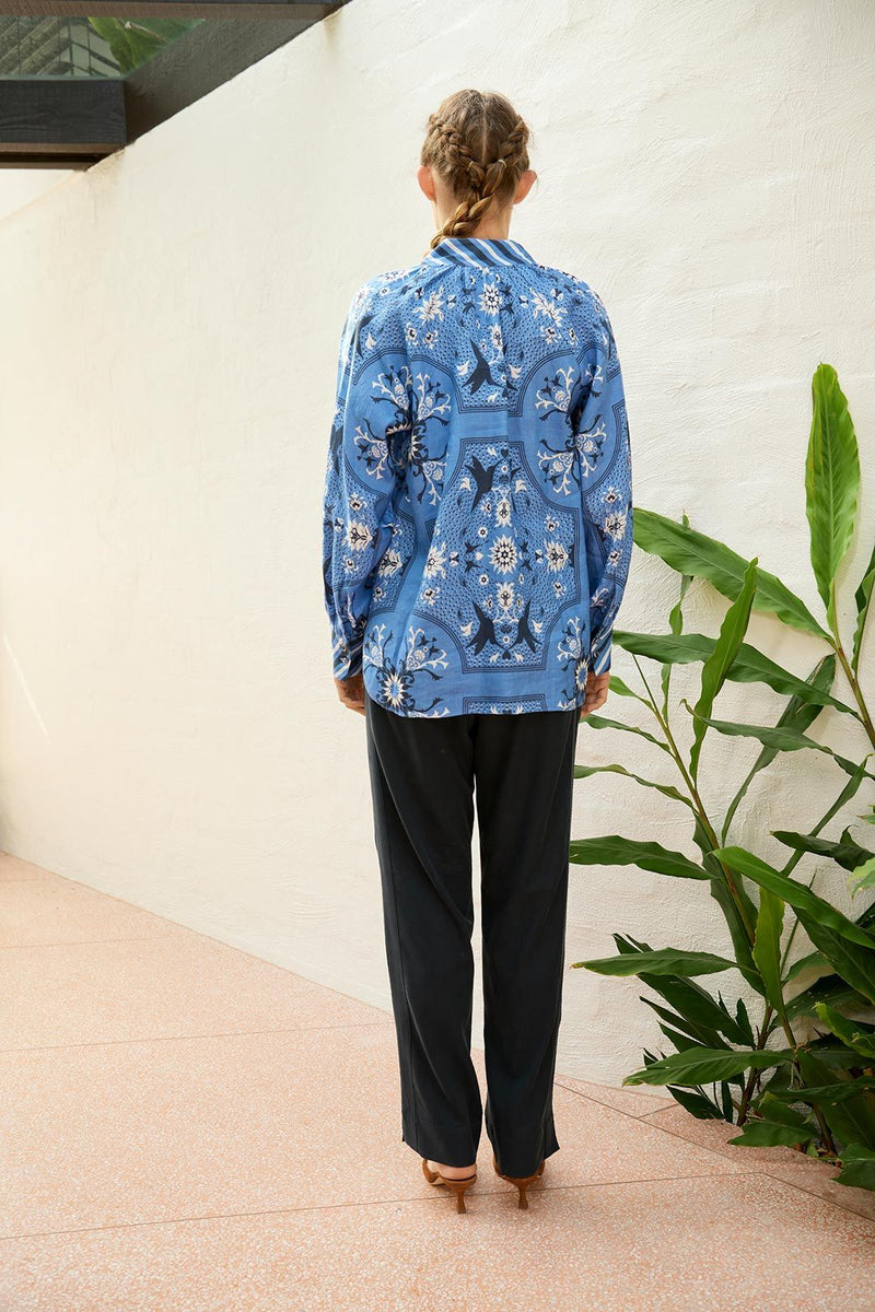 Chloe Bird Blouse | Blue