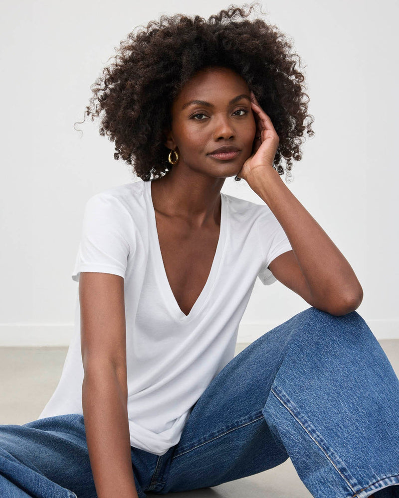 Kate V Neck Tee | White