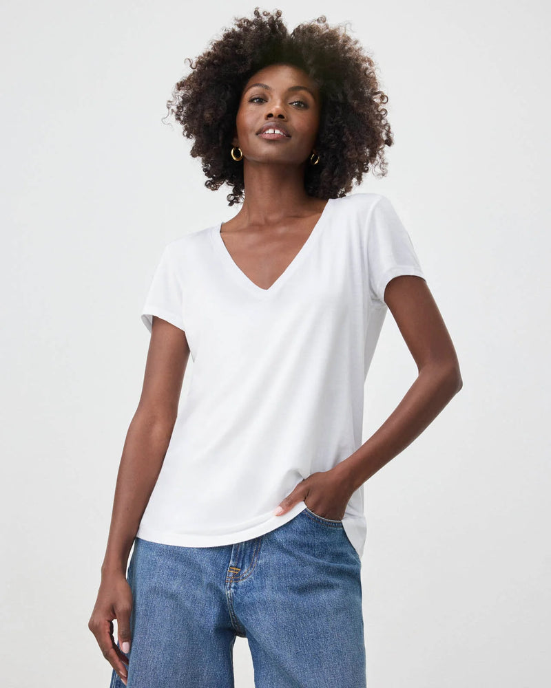 Kate V Neck Tee | White