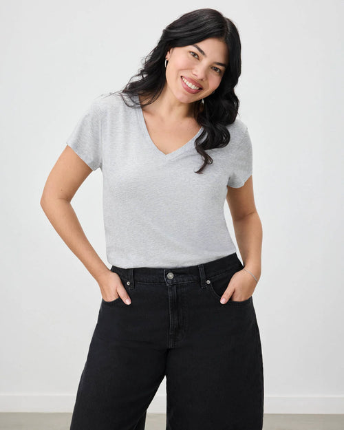 Kate V Neck Tee | Heather Grey