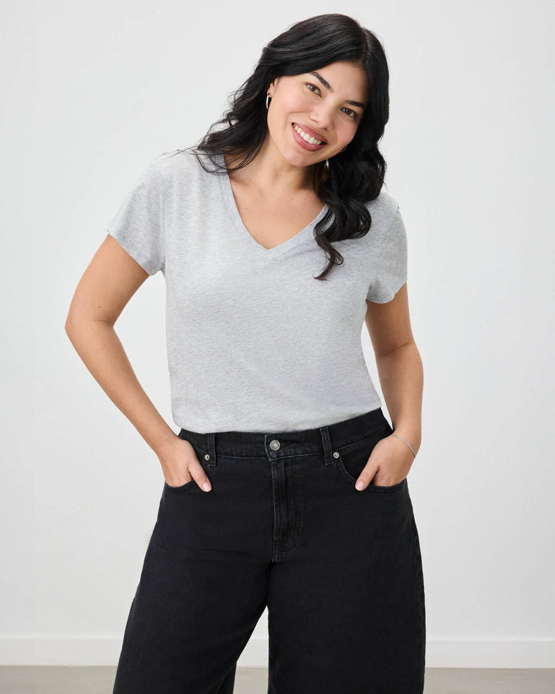 Kate V Neck Tee | Heather Grey