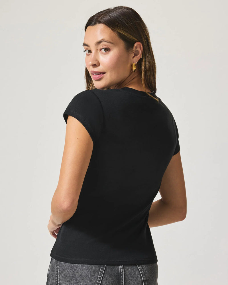 Faye V Neck Tee | Black