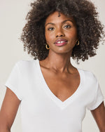 Faye V Neck Tee | White