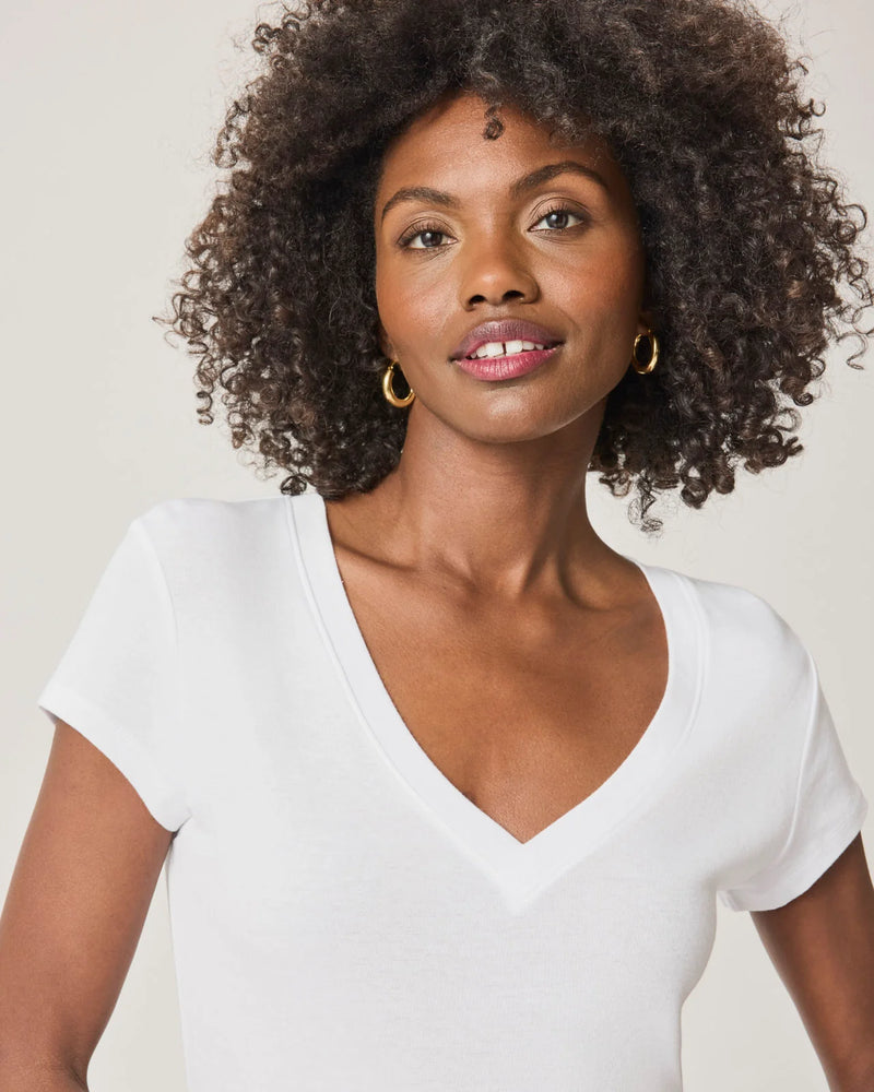 Faye V Neck Tee | White