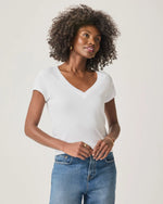Faye V Neck Tee | White