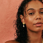 Green Onyx & Pearl Earrings | Gold