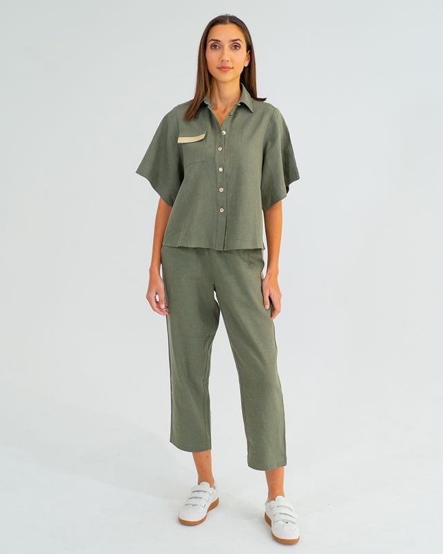 Leah Tapered Trouser | Khaki