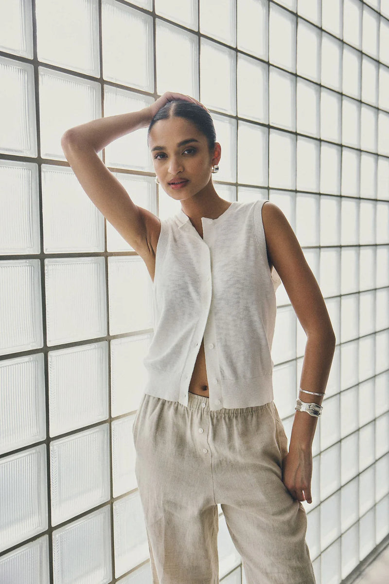 Kyra Button Tank | White