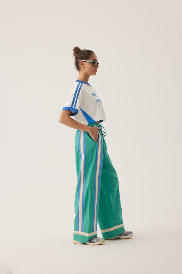 La Mer Stripe Pant Jade Green