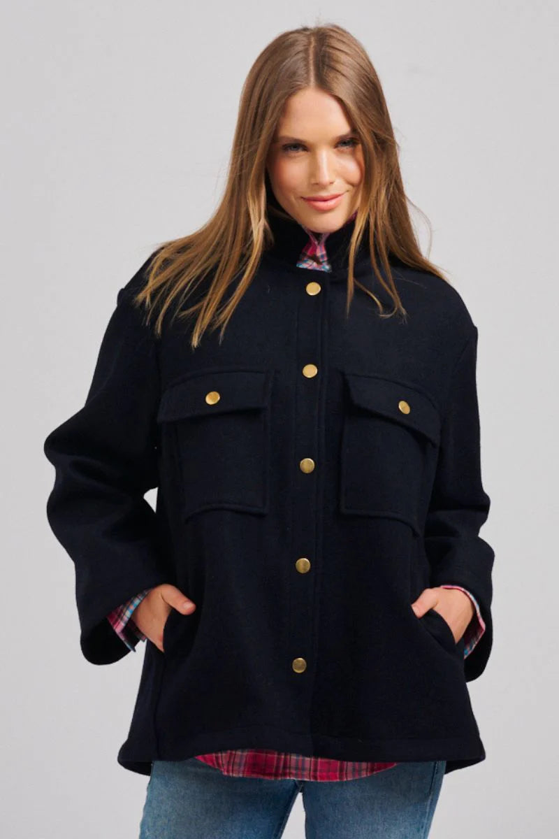 Allegra Relaxed Wool Blend Jacket | French Navy