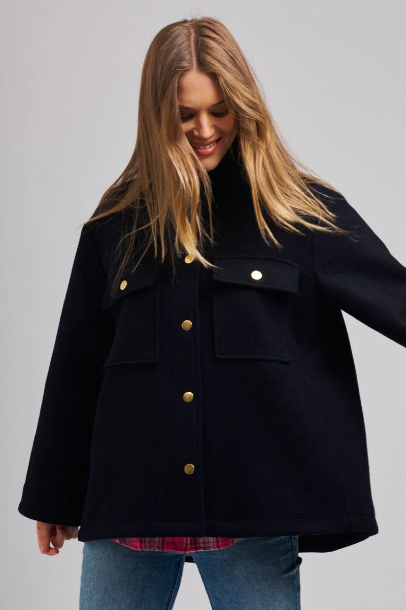 Allegra Relaxed Wool Blend Jacket | French Navy