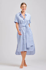 Annie Short Sleeve Dress | Pale Blue Stripe