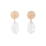 Ancient Coin Pearl Drop Earrings | Gold