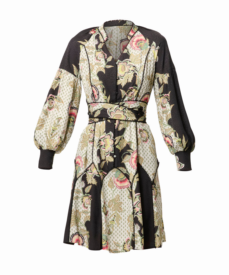 Emersyn Linen Viscose Dress in Mariposa Nero
