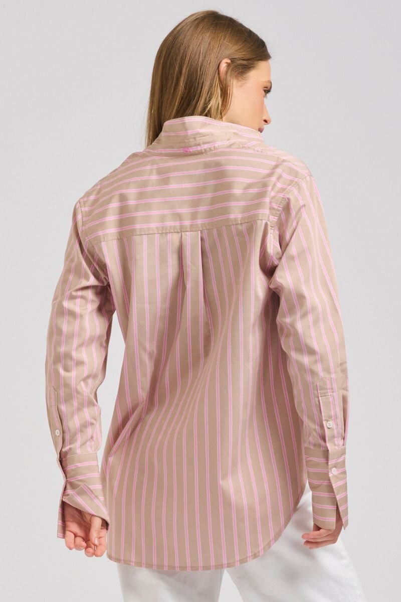 Elodie Girlfriend Shirt | Stone Pink Stripe