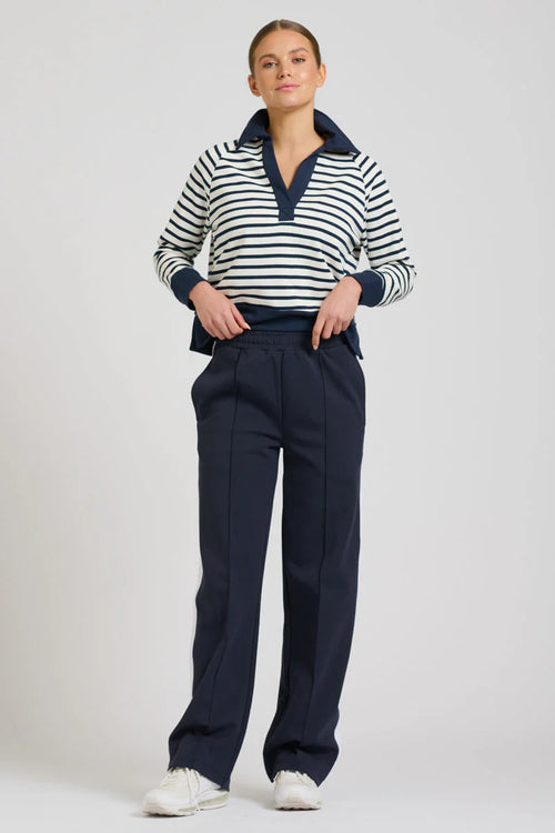 Lola Pant | French Navy & White