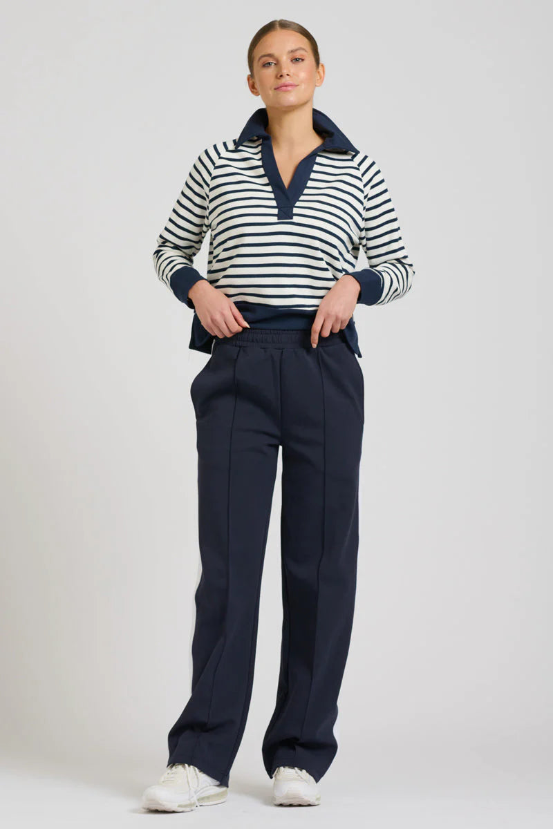 Lola Pant | French Navy & White