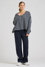 Lola Pant | French Navy & White